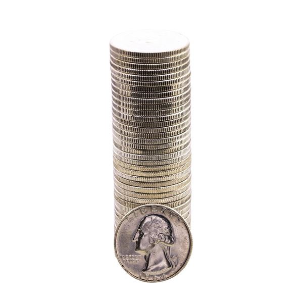 Roll of (40) Brilliant Uncirculated 1964-D Washington Quarters