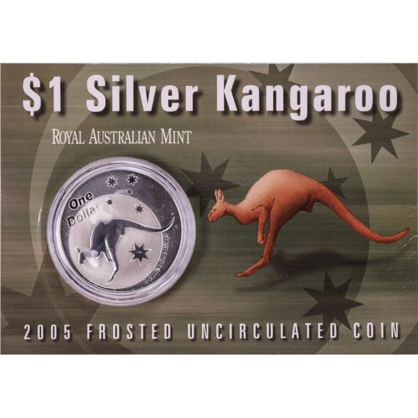 2005 $1 Silver Kangaroo Frosted Uncirculated Coin