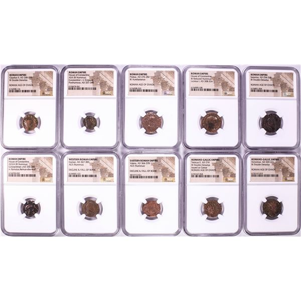 Lot of (10) Ancient Roman Empire Coins NGC Certified