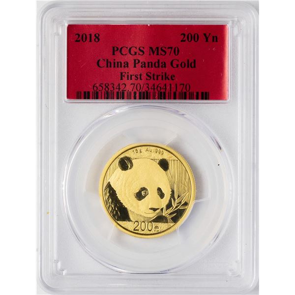 2018 China 200 Yuan Panda Gold Coin PCGS MS70