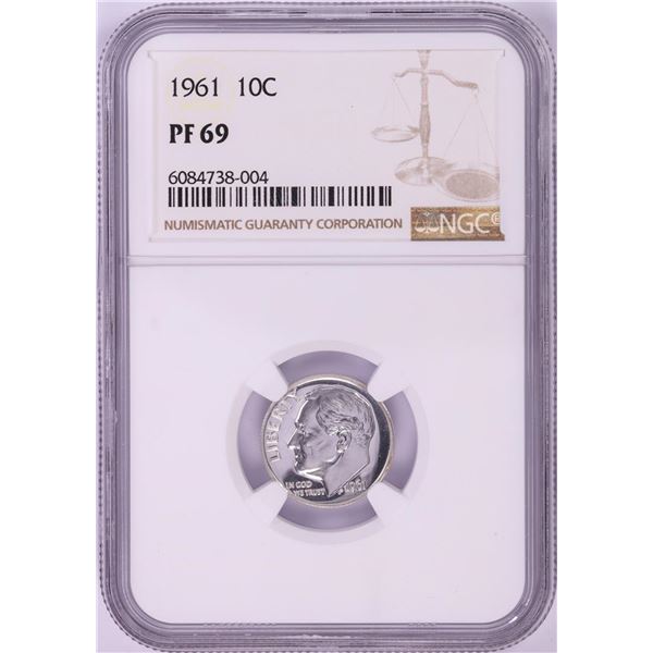 1961 Proof Roosevelt Dime Coin NGC PF69