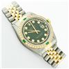 Image 3 : Rolex Men's Two Tone Green Diamond & Emerald Datejust Wristwatch