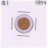Image 1 : 1854 Type 1 $1 Liberty Head Gold Dollar Coin