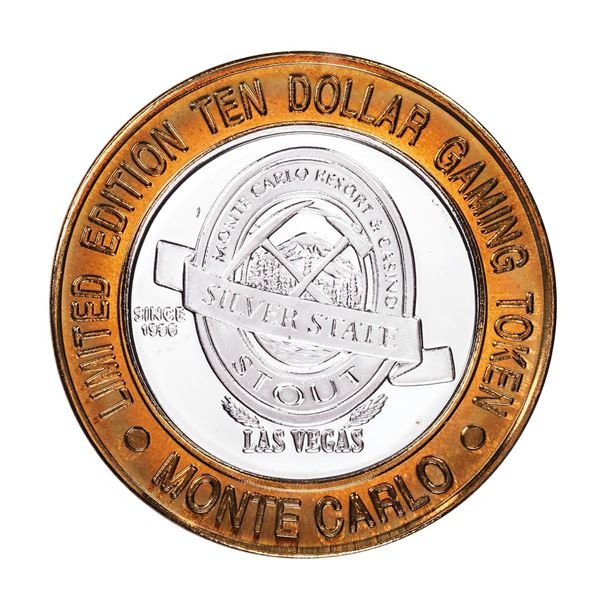 .999 Silver Monte Carlo Las Vegas, Nevada $10 Casino Limited Edition Gaming Token