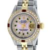 Image 1 : Rolex Ladies Two Tone MOP Diamond Emerald & Ruby Oyster Perpetual Datejust Watch