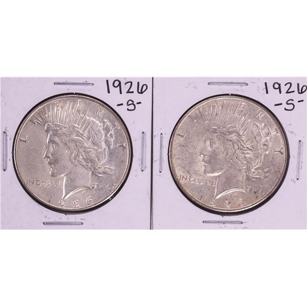 Lot of (2) 1926-S $1 Peace Silver Dollar Coins