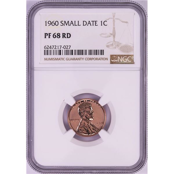 1960 Small Date Proof Lincoln Memorial Cent Coin NGC PF68RD