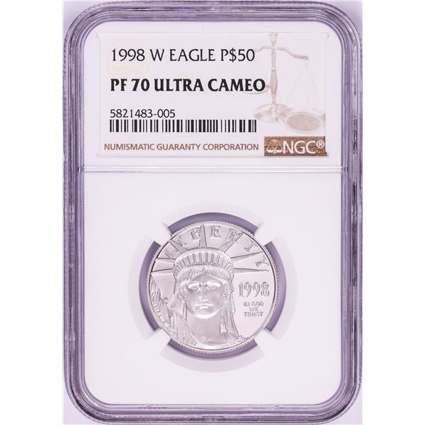 1998-W $50 Proof American Platinum Eagle Coin PCGS PF70 Ultra Cameo