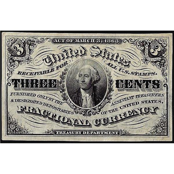 March 3, 1863 Third Issue Three Cents Fractional Currency Note