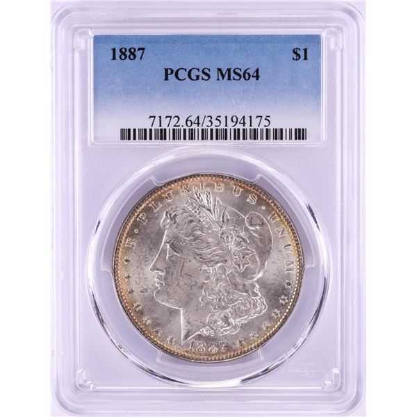 1887 $1 Morgan Silver Dollar Coin PCGS MS64