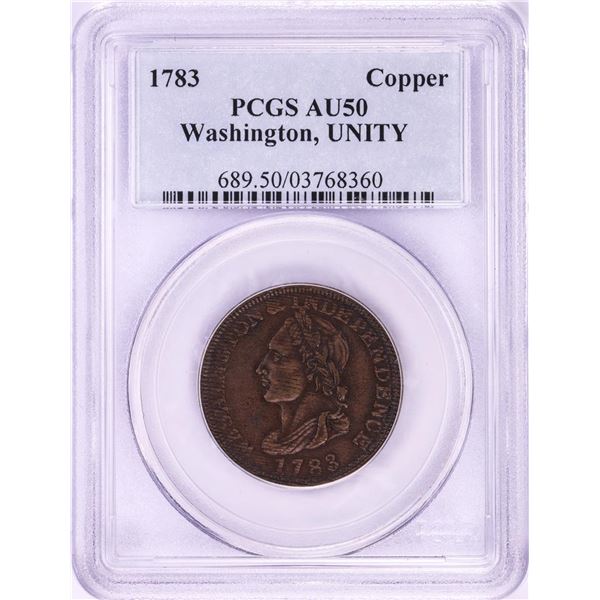 1783 Washington Unity Copper Colonial Copper Coin PCGS AU50