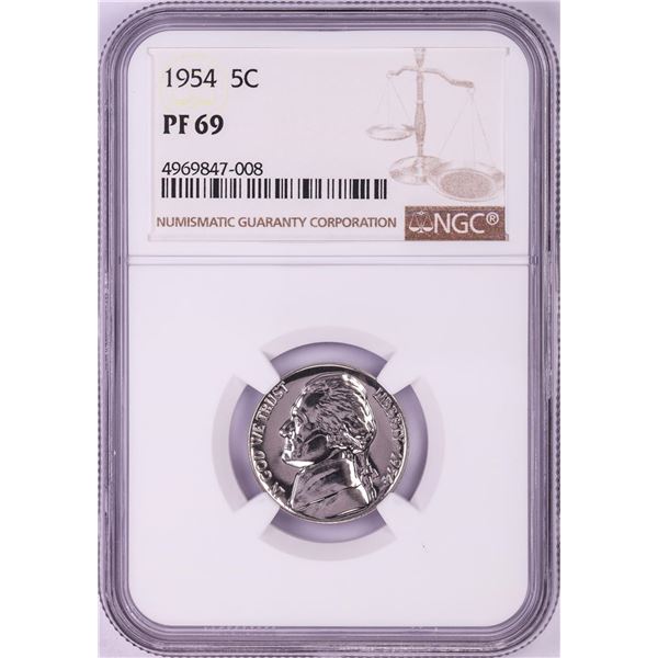 1954 Proof Jefferson Nickel Coin NGC PF69