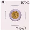 Image 1 : 1852 Type 1 $1 Liberty Head Gold Dollar Coin - Soldered