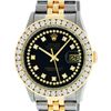 Image 1 : Rolex Men's Two Tone Black String 3 ctw Diamond Datejust Wristwatch