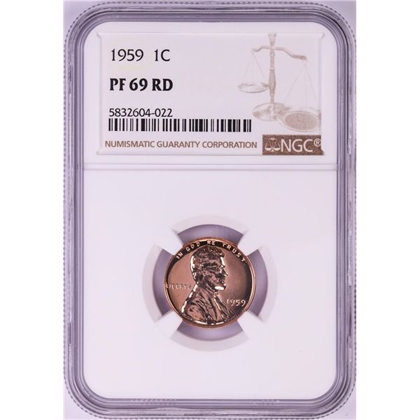 1959 Proof Lincoln Memorial Cent Coin NGC PF69RD