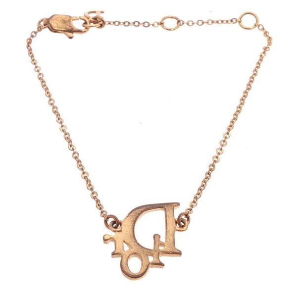 Christian Dior Gold Logo Pendant Necklace