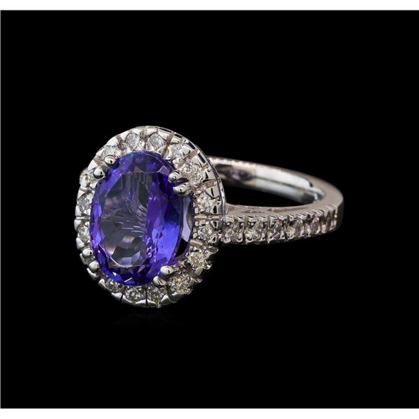 3.38 ctw Tanzanite and Diamond Ring - 14KT White Gold