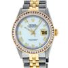 Image 1 : Rolex Mens 2 Tone MOP Princess Cut Datejust Wristwatch With Rolex Box Oyster Per