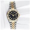 Image 1 : Rolex Mens 2 Tone Black Pyramid Diamond 36MM Oyster Perpetual Datejust Wristwatc