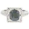 14k White Gold 2.10 ctw Cushion Black & Pavï¿½ Round White Diamond Solitaire Eng