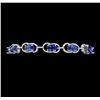12.46 ctw Oval Mixed Blue Sapphire And Round Brilliant Cut Diamond Bracelet - 14