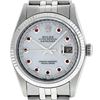 Rolex Mens Stainless Steel Mother Of Pearl Diamond & Ruby Datejust Wristwatch