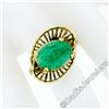 Image 3 : Vintage Handmade 18kt Yellow Gold Oval Jade Solitaire Ring