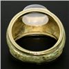 Image 6 : 14K Yellow Gold Fine Cabochon Blue Moonstone & Enamel Textured Ring Unique