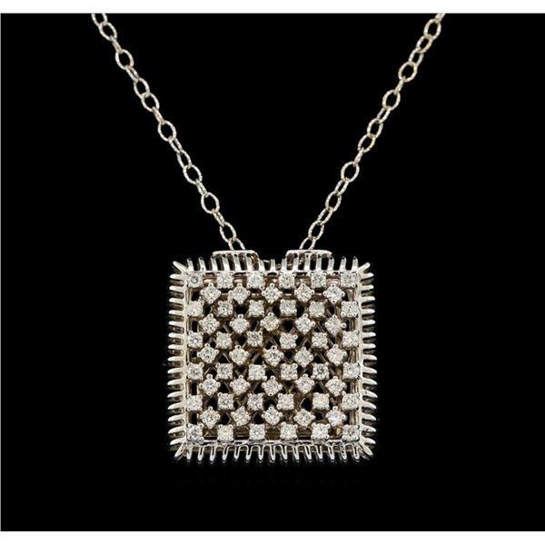 0.85 ctw Diamond Pendant With Chain - 14KT White Gold