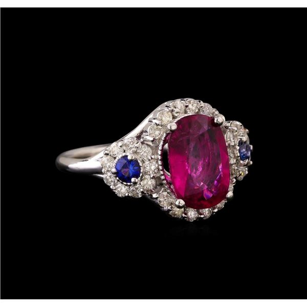 14KT White Gold 2.62 ctw Tourmaline, Sapphire and Diamond Ring