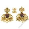 Image 1 : Vintage Victorian Revival 14K Yellow Gold 2.8 ctw Oval Garnet Open Dangle Earrin