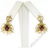 Image 2 : Vintage Victorian Revival 14K Yellow Gold 2.8 ctw Oval Garnet Open Dangle Earrin