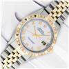 Image 2 : Rolex Mens 2 Tone MOP Roman Pyramid Diamond Bezel Datejust Wristwatch