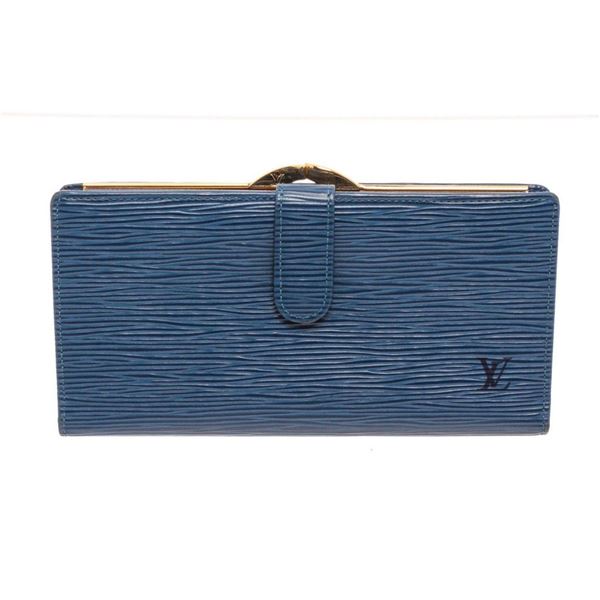 Louis Vuitton Blue Epi Leather Continental French wallet