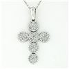 Image 1 : New 14kt White Gold 0.85 ctw Ideal Cut Diamond Multi Circle Cluster Cross Pendan