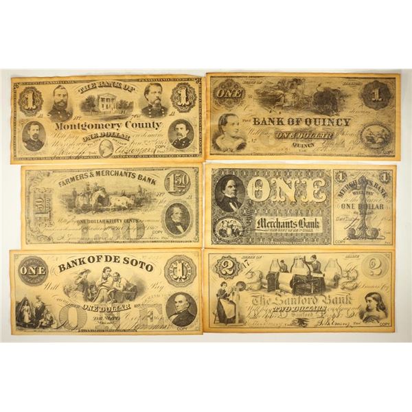 SET OF 6 PIECES OF REPLICA UNION STATES CURRENCY