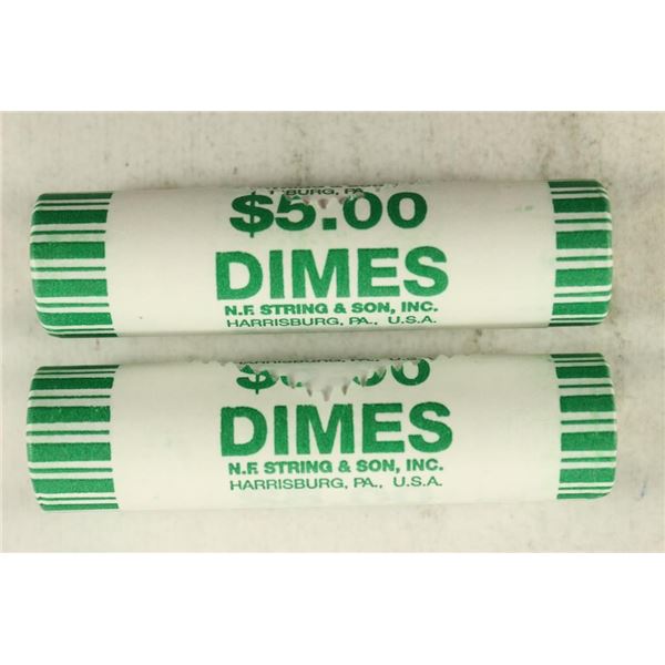 2-$5 ROLLS OF 2009-D ROOSEVELT DIMES BRILLIANT UNC