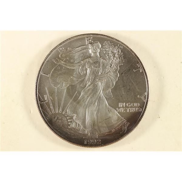 1992 AMERICAN SILVER EAGLE BRILLIANT UNC TONED