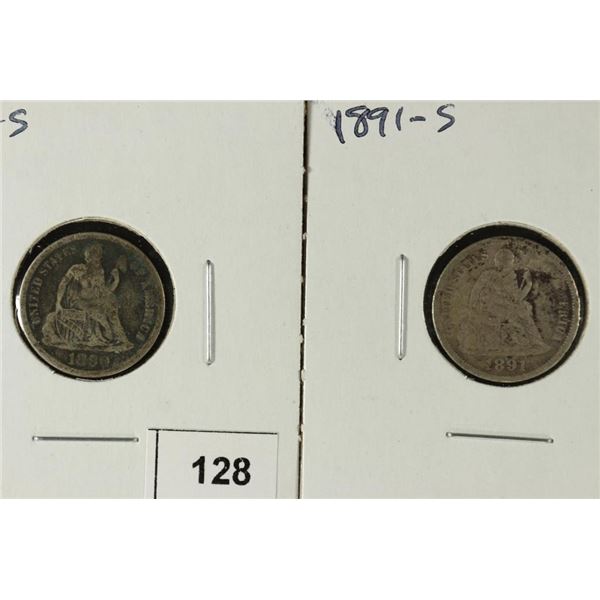 1890-S & 1891-S SEATED LIBERTY DIMES BOTH FINES