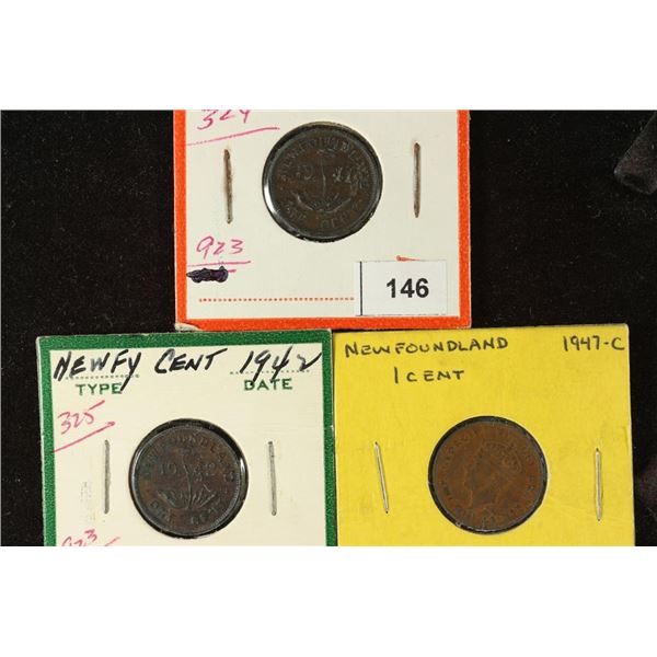 1941, 1942 & 1947-C NEWFOUNDLAND ONE CENTS