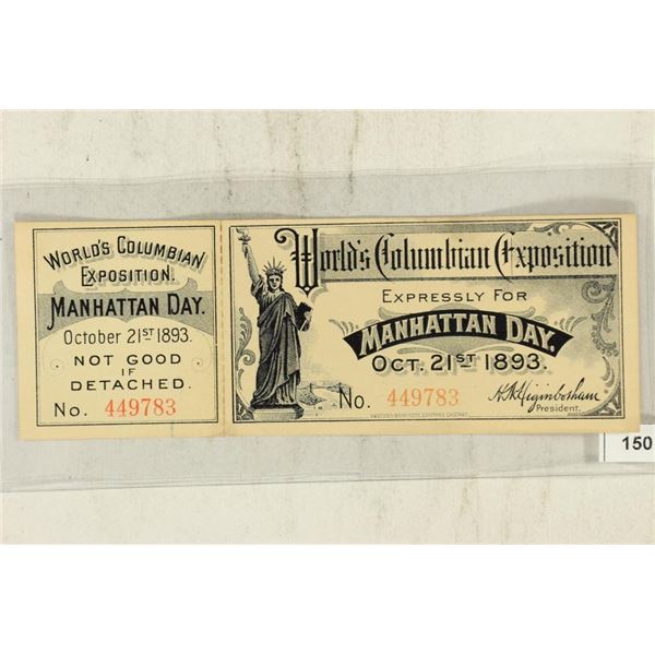 1893 WORLDS COLUMBIAN EXPOSTION MANHATTAN DAY