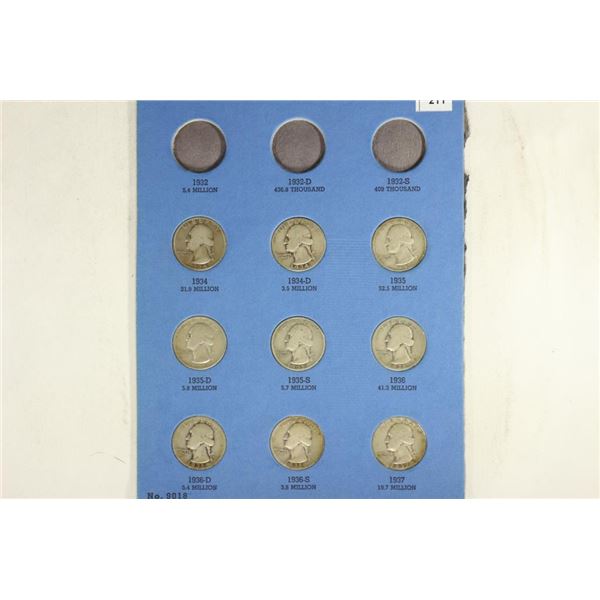 9 ALL DIFFERENT 1934-1937 WASHINGTON SILVER