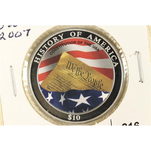 2007 LIBERIA $10 HISTORY OF AMERICA COLORIZED