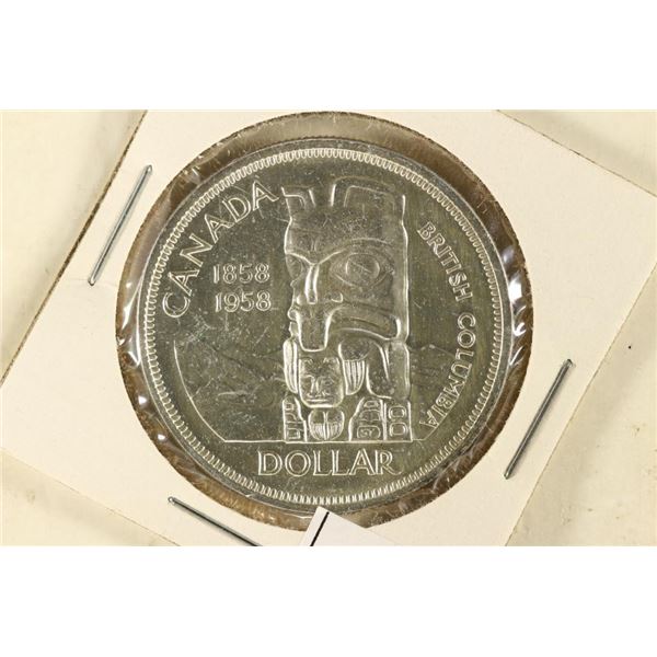1958 CANADA TOTEM POLE SILVER DOLLAR BRILLIANT UNC
