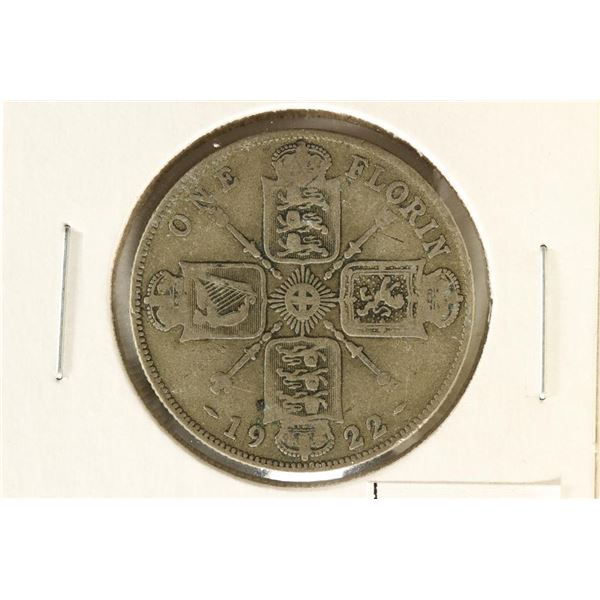 1922 GREAT BRITAIN SILVER FLORIN .1818 OZ. ASW