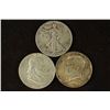 Image 1 : 3-90% SILVER HALF DOLLARS 1942 WALKING LIBERTY,