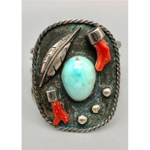 Vintage Branch Coral and Turquoise Bracelet