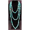 Image 1 : Long and Alluring Three Strand Turquoise Necklace