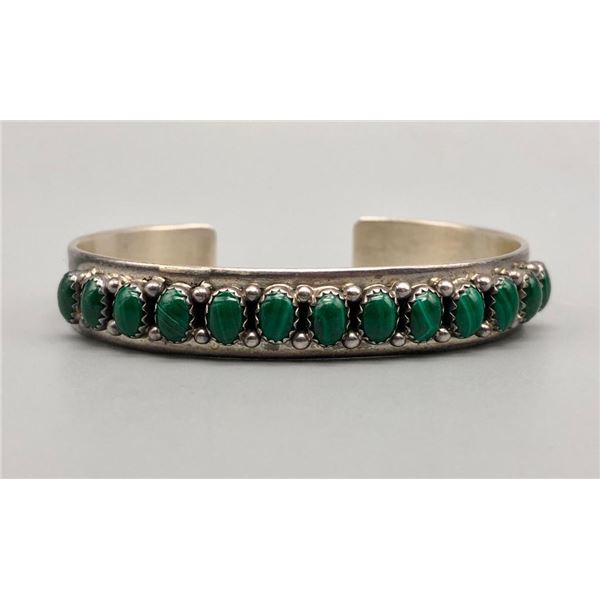 Stunning Sterling and Malachite Bracelet by J. Begay