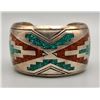 Image 1 : Dazzling Vintage Turquoise and Coral Inlay Bracelet